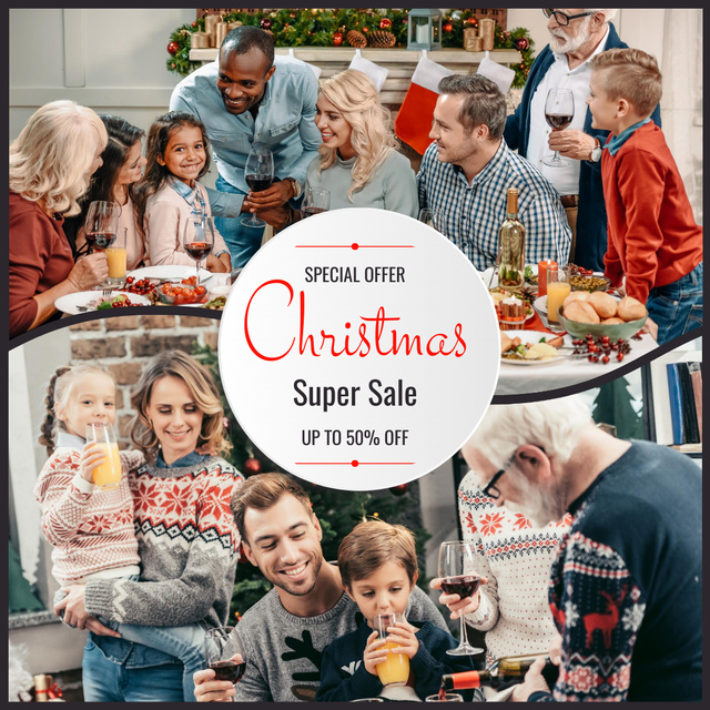 Christmas Super Sale Announcement Instagram Tasarım Şablonu