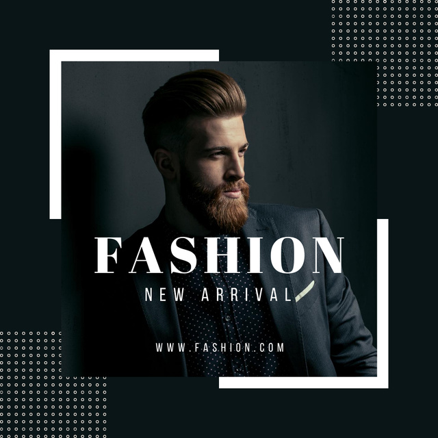 New Male Clothing Ad with Handsome Man in Business Suit Instagram Design Template