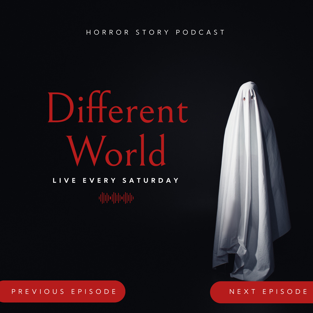 Horror Podcast Announcement Podcast Cover Πρότυπο σχεδίασης