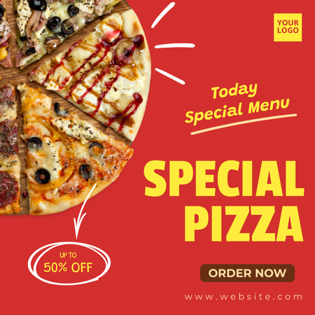 Special Menu Offer with Pizza  Instagram Šablona návrhu
