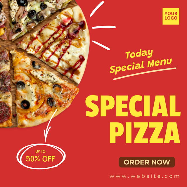 Special Menu Offer with Pizza  Instagramデザインテンプレート