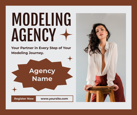 Template di design Modeling Agency Advertisement with Woman in White Shirt Facebook