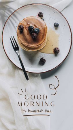 Breakfast Menu Idea with Morning Greeting Instagram Story Design Template