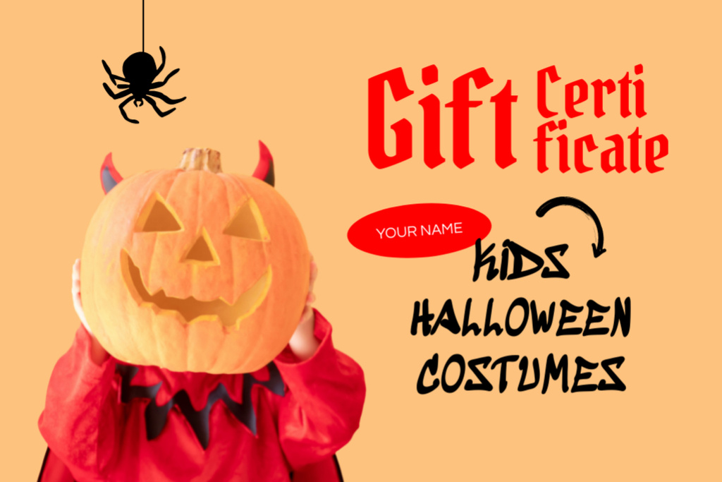 Kids Halloween Costumes Ad Gift Certificate – шаблон для дизайна