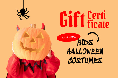 Kids Halloween Costumes Ad Gift Certificate Šablona návrhu