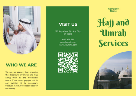 Plantilla de diseño de Ofrecer servicio Hajj y Umrah Brochure 
