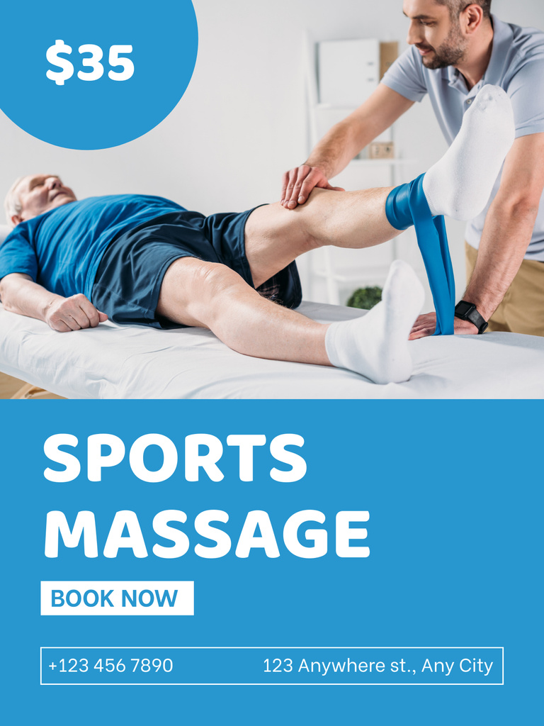 Massage for Sport Injury Treatment Poster US Design Template