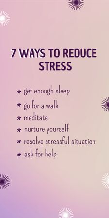 List of Ways to Reduce Stress on Purple Graphic Design Template
