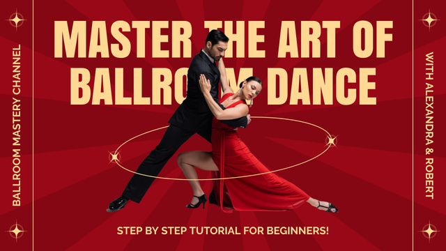 Art of Ballroom Dancing with Couple performing Tango Youtube Thumbnail Design Template