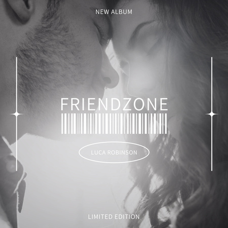 White graphic elements and titles on couple photo Album Cover Design Template