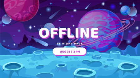 Space landscape Twitch Offline Banner Design Template