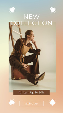 Designvorlage Female Fashion Clothes Collection Offer on Gradient für Instagram Story