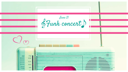 Music Concert Announcement with Vintage Radio FB event cover Design Template