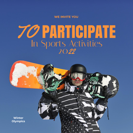 anúncio dos jogos olímpicos com snowboarder Instagram Modelo de Design