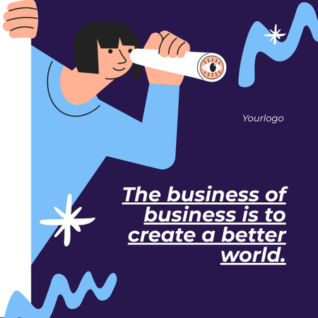 Motivációs üzleti idézet a jobb világ megteremtéséről LinkedIn post tervezősablon