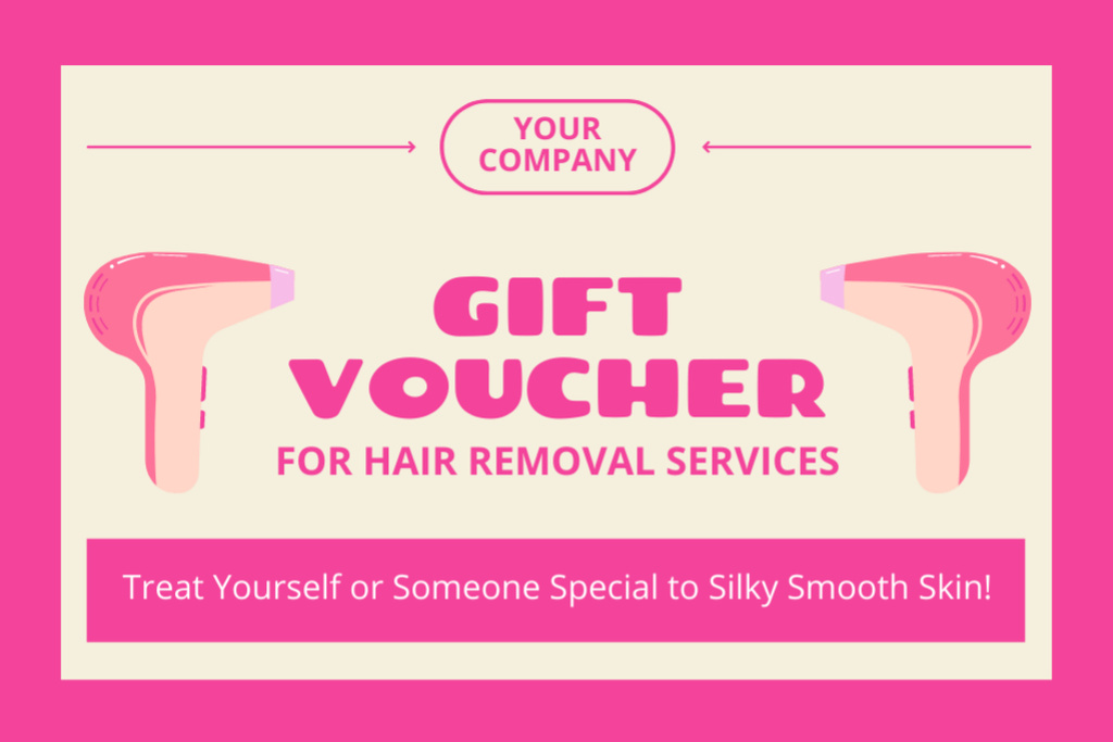 Voucher for Laser Hair Removal Service on Pink Gift Certificate Design Template