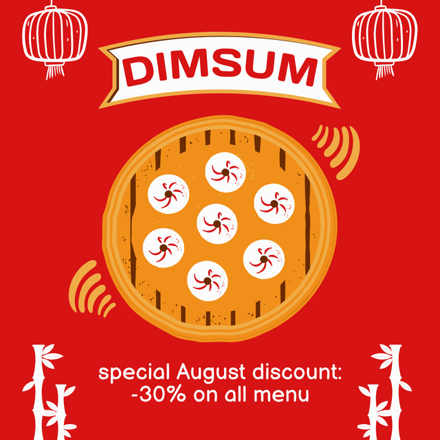 Special Discount on All Menus in August Instagram tervezősablon