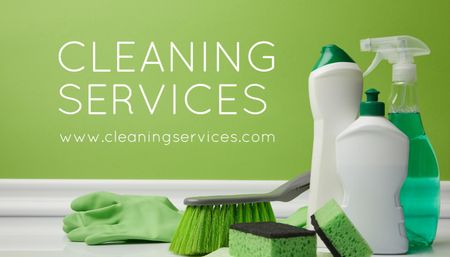 Best Cleaning Services Ad With Gloves Business Card US Design Template