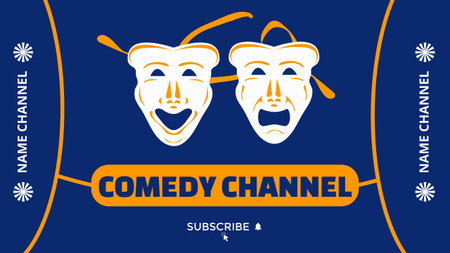 Plantilla de diseño de Promo del Canal de Comedia con Máscaras Teatrales Youtube 
