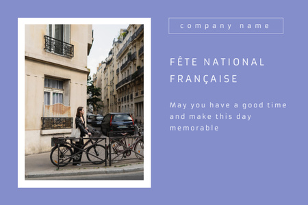 French National Day Celebration Postcard 4x6in Design Template