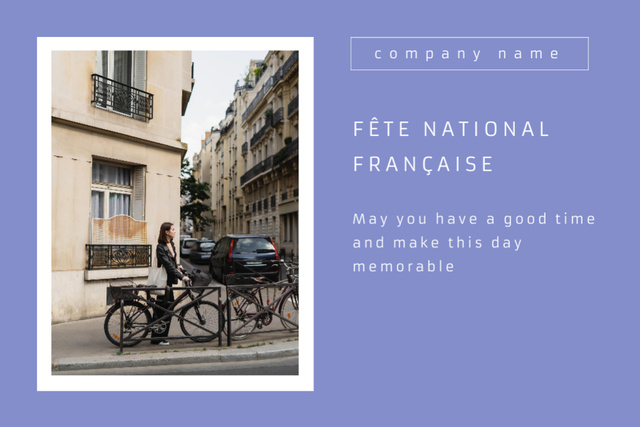 French National Day Celebration Postcard 4x6in Šablona návrhu