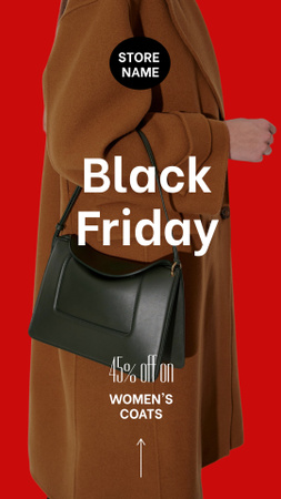 Designvorlage Verkauf von Damenmänteln am Black Friday für Instagram Story