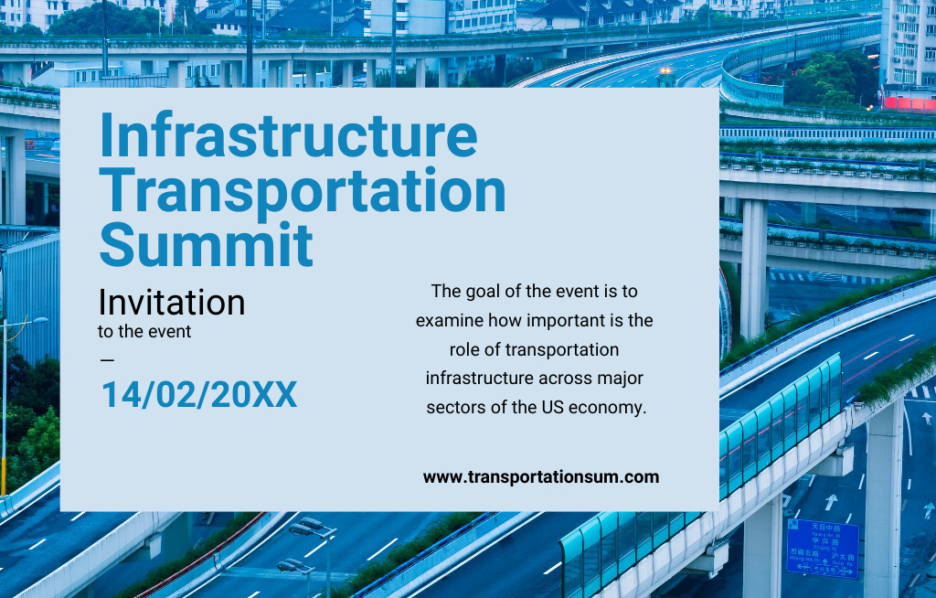 Highways In Blue For Transportation Summit In Winter Invitation 4.6x7.2in Horizontal Tasarım Şablonu