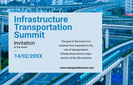 Highways In Blue For Transportation Summit In Winter Invitation 4.6x7.2in Horizontal Design Template