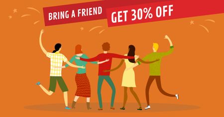 Discount Offer with Dancing Friends Facebook AD Design Template