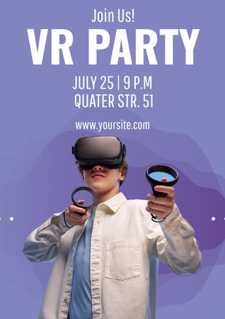 Virtual Party Announcement with Couple Poster Πρότυπο σχεδίασης