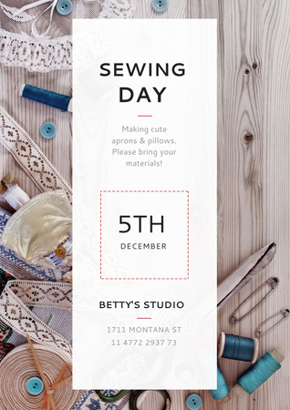 Ontwerpsjabloon van Poster van Sewing day event Announcement