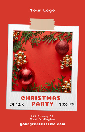 Christmas Party Announcement on Red Invitation 5.5x8.5in Design Template
