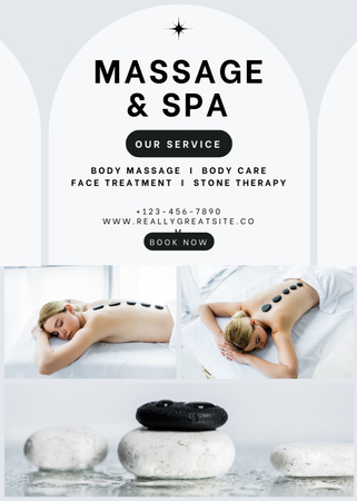 Designvorlage Hot Stone Massage Therapy Advertisement für Flayer