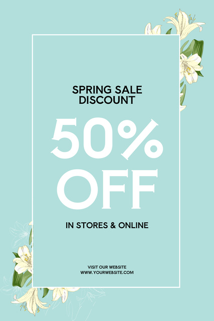 Spring Sale Offer on Blue Pinterest Tasarım Şablonu