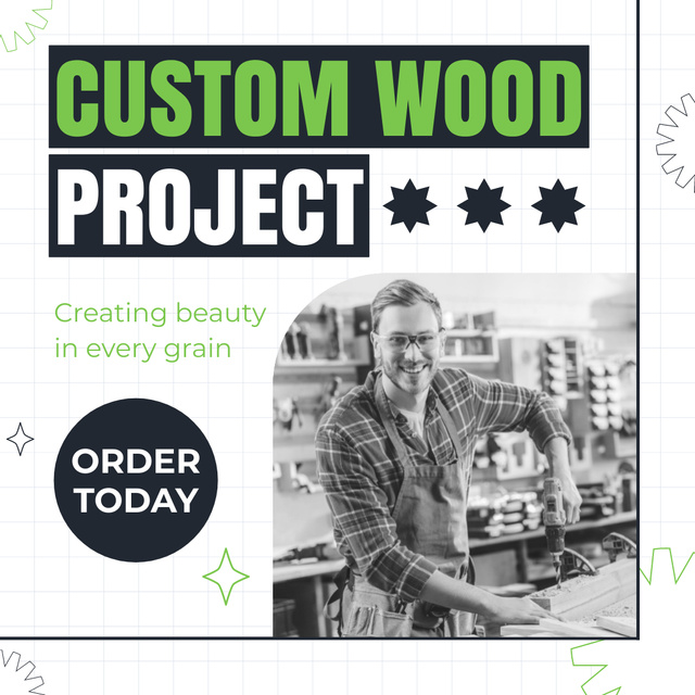Customizes Carpentry Service Offer With Slogan Instagram AD tervezősablon