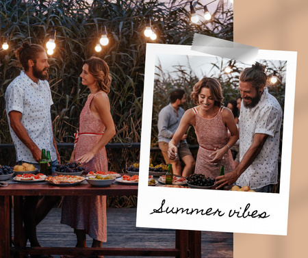 People on Cozy Night Summer Party Facebook Design Template