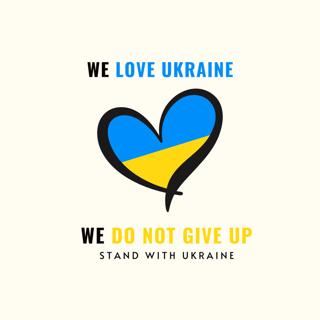 Platilla de diseño We Love and Support Ukraine Instagram