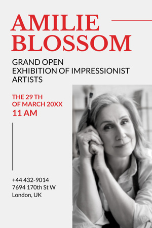 Modèle de visuel Promotion de l'exposition de la galerie avec une artiste féminine - Flyer 4x6in