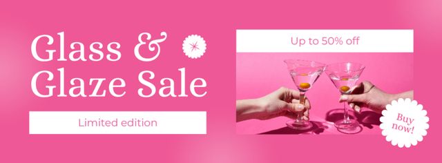 Limited Edition Of Glass Drinkware At Half Price Facebook cover tervezősablon