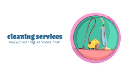 Cleaning Services Offer with Vacuum Cleaner Business card tervezősablon