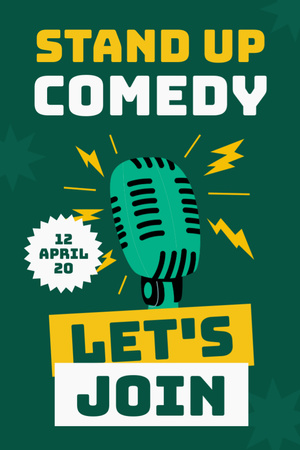 Standup Show Announcement with Microphones and Yellow Lightnings Tumblr Design Template