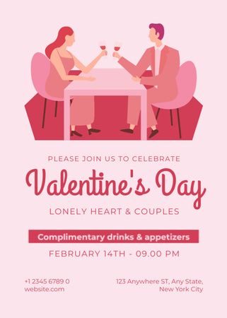 Valentine's Day Party Announcement for Couples in Love Invitation Design Template