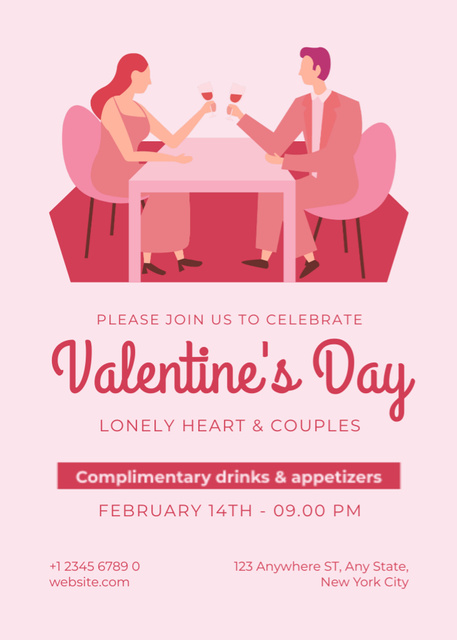 Valentine's Day Party Announcement for Couples in Love Invitation – шаблон для дизайна
