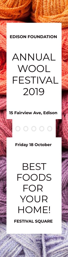 Plantilla de diseño de Knitting Festival Invitation Wool Yarn Skeins Skyscraper 