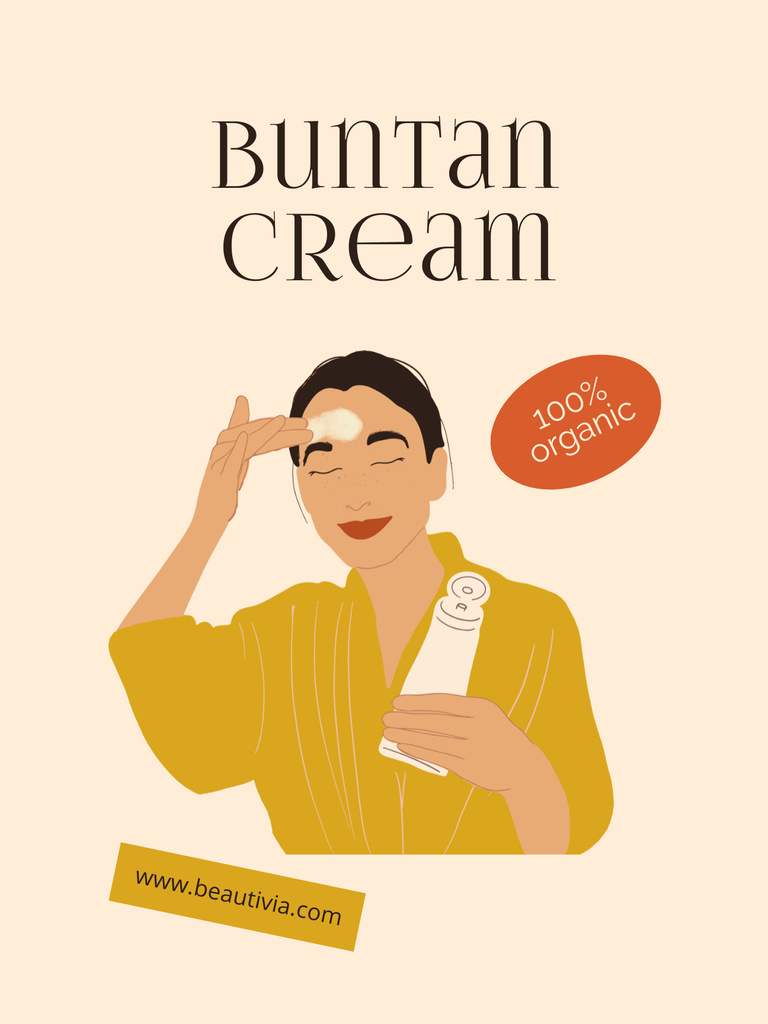 Illustration of Woman applying Tanning Cream Poster US – шаблон для дизайну