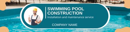 Pool Construction Services LinkedIn Cover Design Template