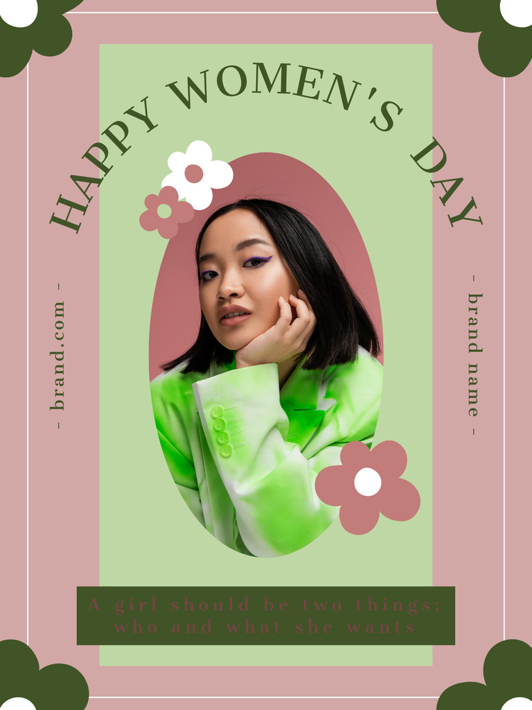 International Women's Day Greeting with Inspirational Phrase Poster US Tasarım Şablonu