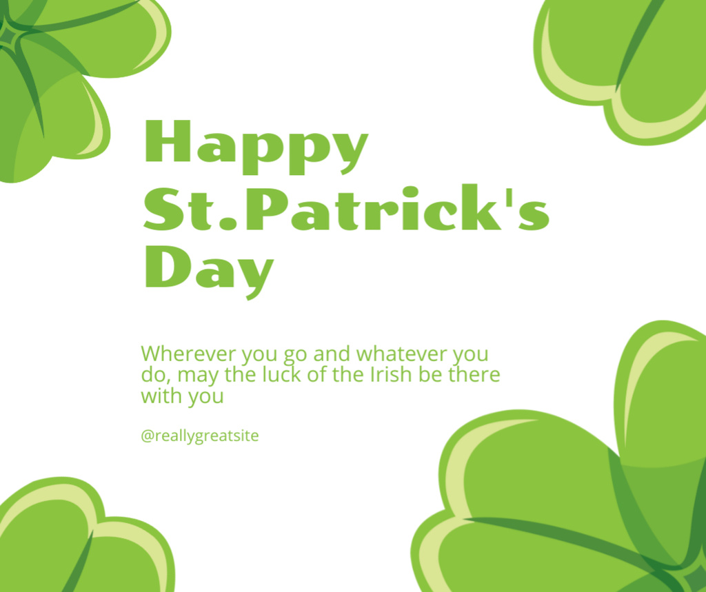 Holiday St. Patrick's Day Wishes with Greeting Text Facebook Tasarım Şablonu