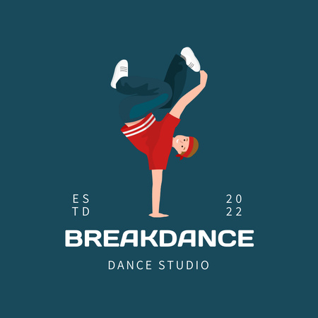 Breakdance Dance Studio Advertisement Logo Design Template