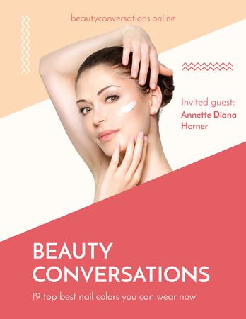 Woman applying Cream at Beauty event Flyer 8.5x11in Design Template